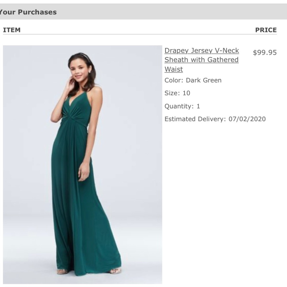 DB Studio drapey jersey v neck gown, emerald green in great condition